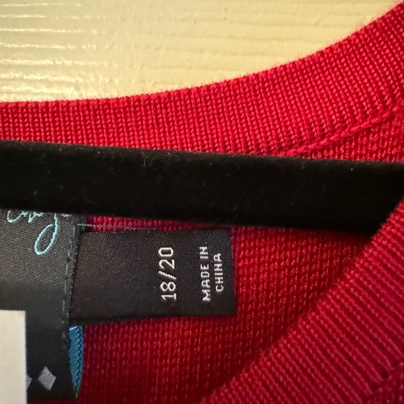 Red sweater dress with 3 quarter length sleeves. Size 18/20. - Picture 2 of 3